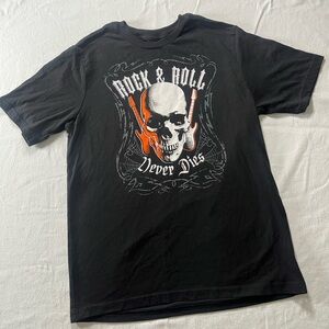 Rock & Roll Graphic Black T-Shirt Youth XL
